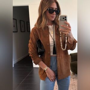 Sezane Willa Goat Leather Camel Jacket